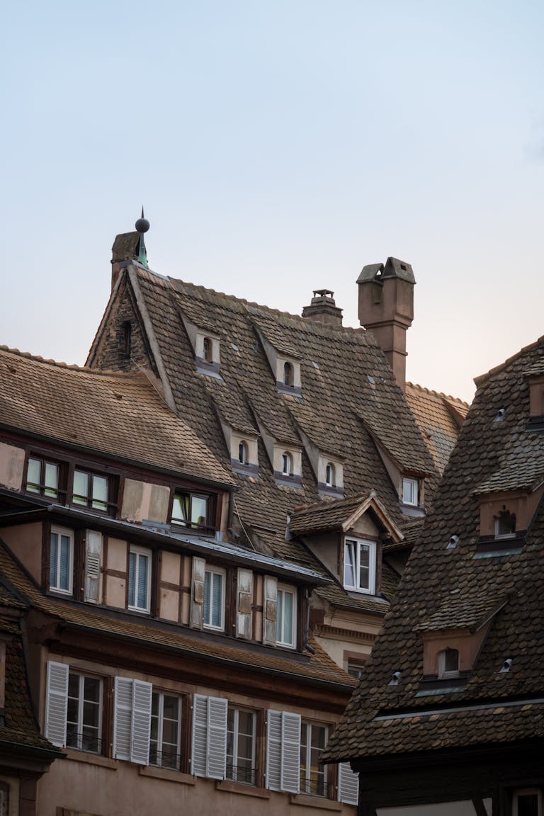 Explore the charming medieval architecture of Strasbourg with unique rooftops and historic buildings.